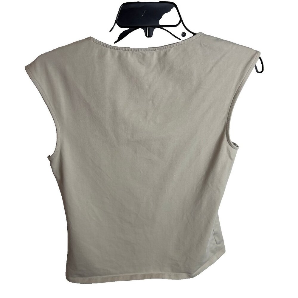 J.Crew $45 Cap-sleeve stretch cotton-blend squareneck tank top Stone Sz M CG020 - Picture 5 of 5